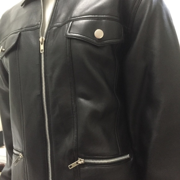 BB Dakota Vintage Faux Leather Jacket / Coat Silver Zip Up Detailing - Medium - Picture 2 of 7